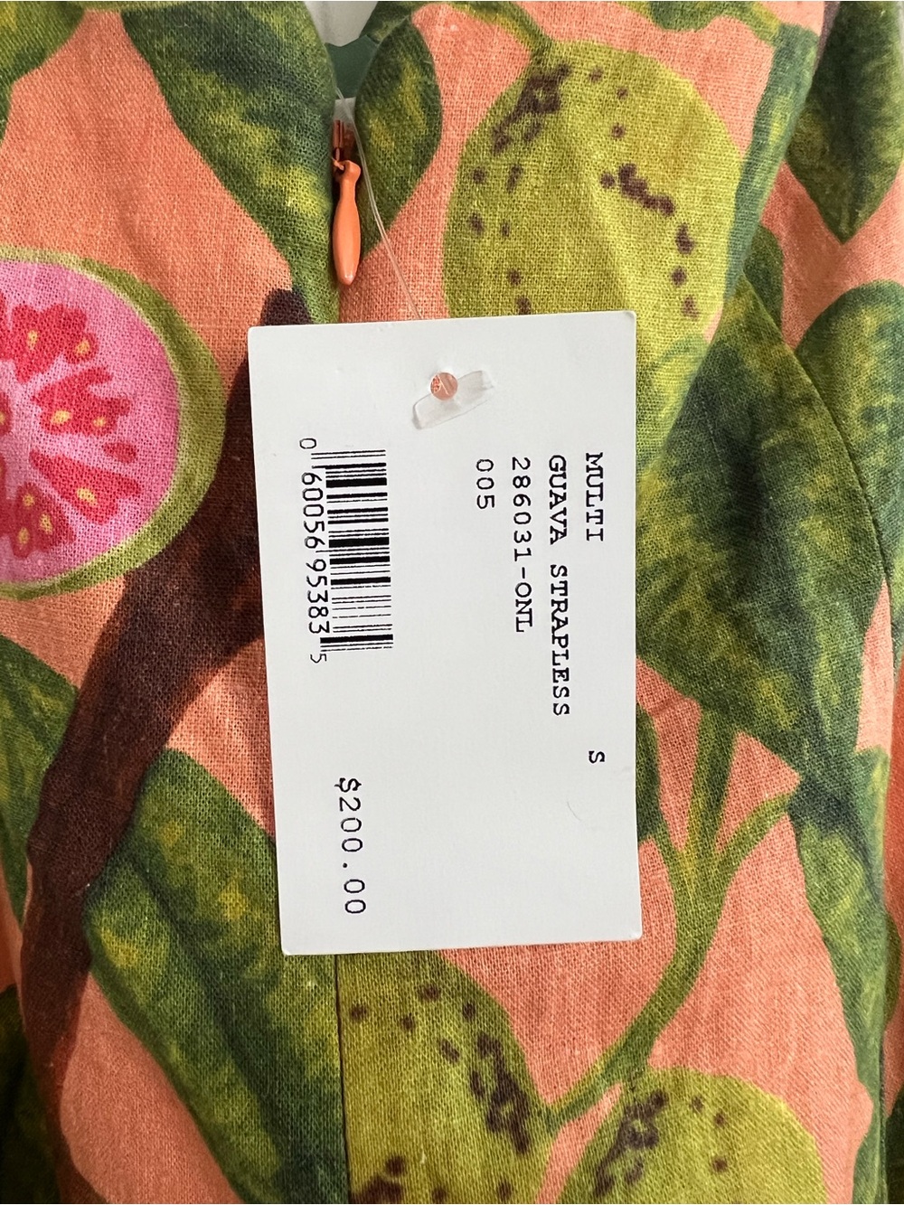 FARM Rio Peach Pink Floral Midi Slip Dress with Green Leaf Print - Picture 6 of 6